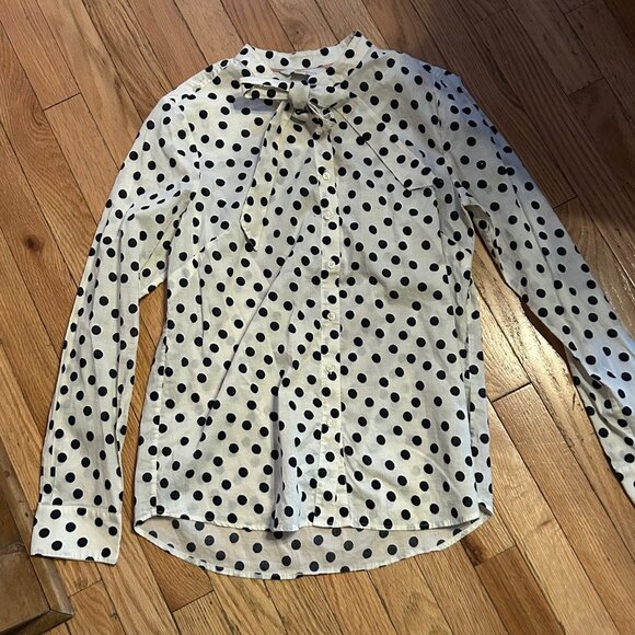 Boden Tops - Boden Polka Dot Button Down Shirt Blouse with Neck Tie Size 8‎